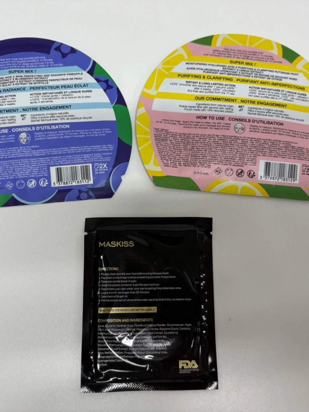 3 Masks - 1 Maskiss Eye Mask - 2 Sephora Face Mask - NEW. - Picture 3 of 12